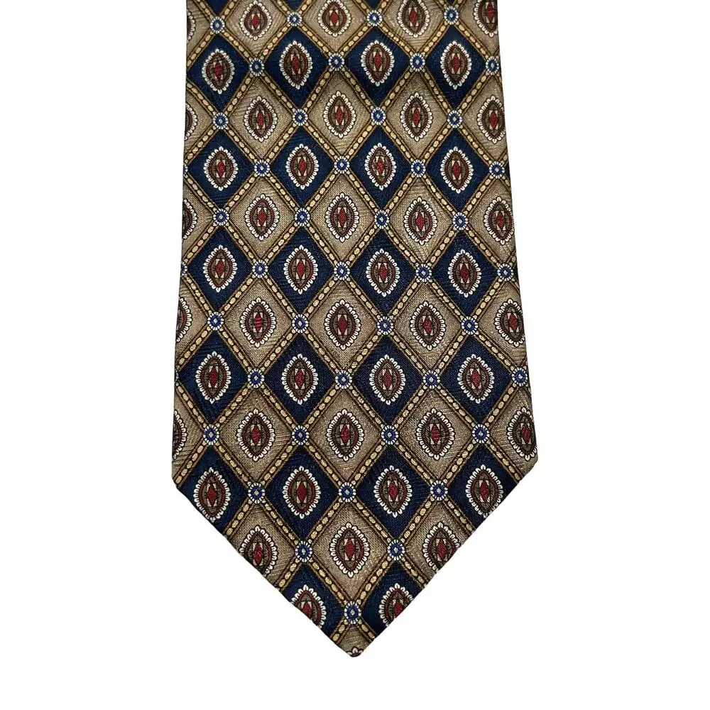 Blue and Gold Alternating Diamond Tie